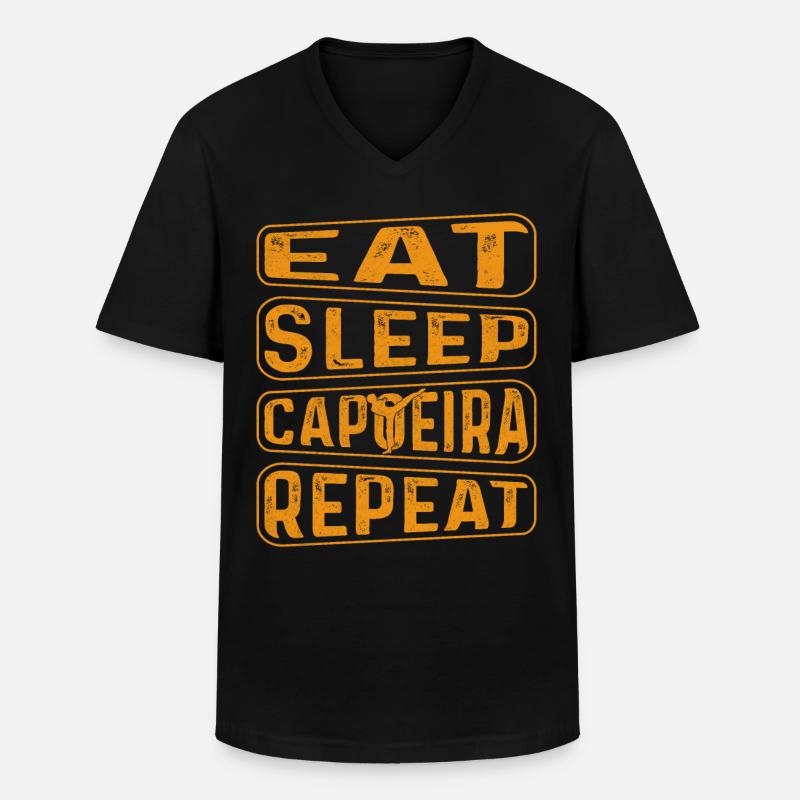 Essen Schlaf Capoeira Wiederholen - Männer-T-Shirt mit V-Ausschnitt - Schwarz