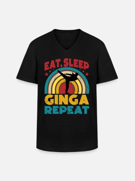 Manger Dormir Ginga Répéter - T-shirt col V Homme - noir
