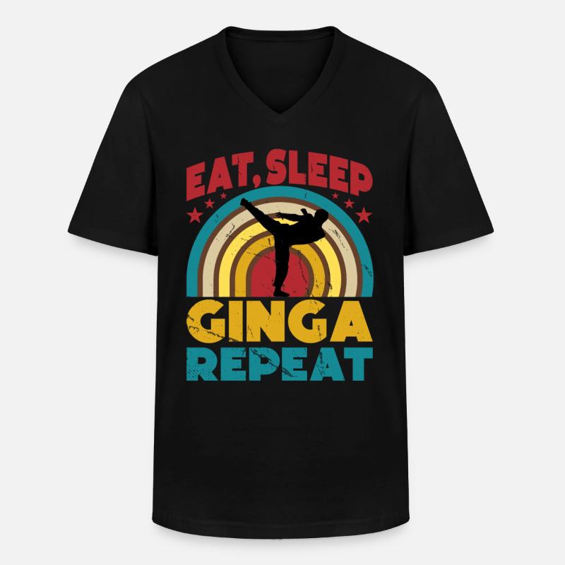 Manger Dormir Ginga Répéter - T-shirt col V Homme - noir