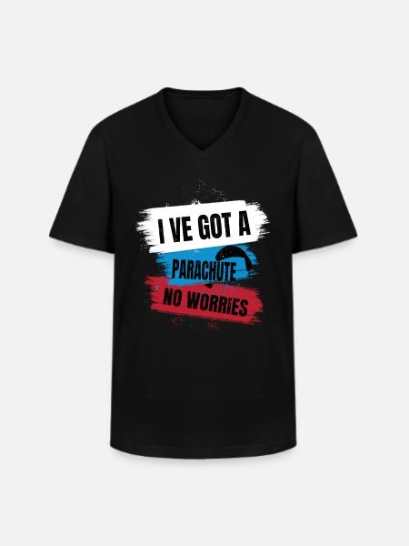 Solitude dans le ciel – Parapente - T-shirt col V Homme - noir