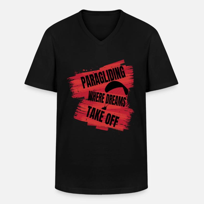 Paragliding – Where Dreams Take Off - Männer-T-Shirt mit V-Ausschnitt - Schwarz