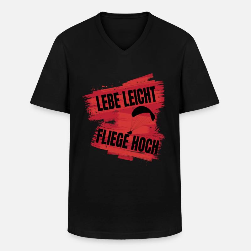 Lebe leicht, fliege hoch - Männer-T-Shirt mit V-Ausschnitt - Schwarz