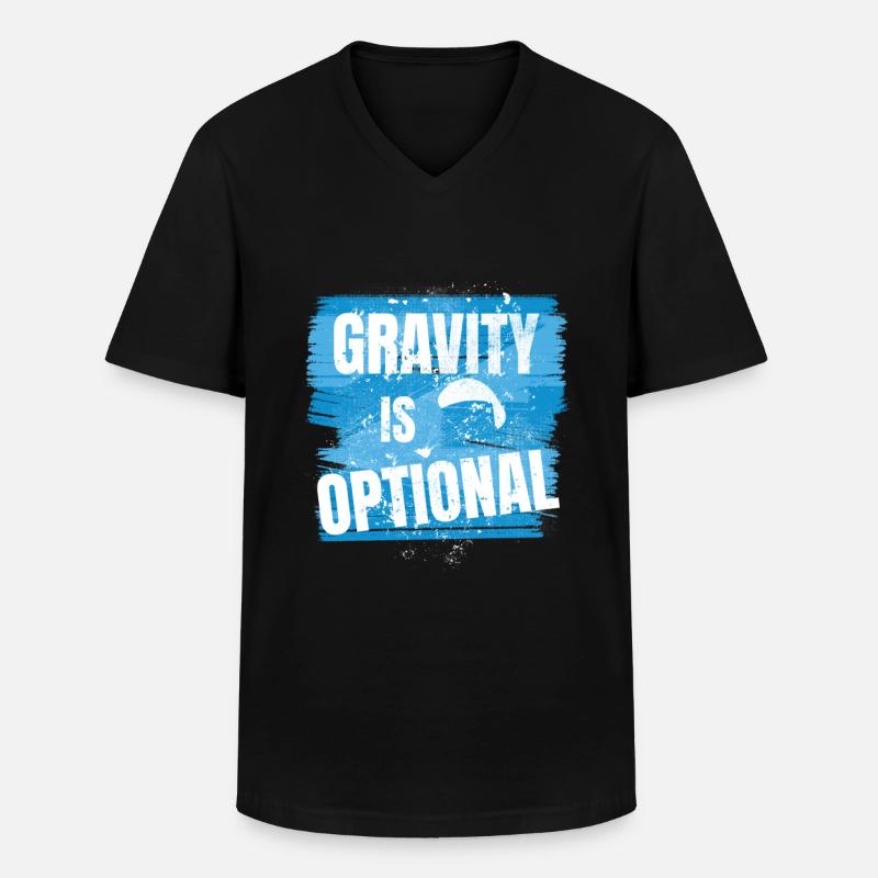 Gravity is optional - Flieger Spruch - Männer-T-Shirt mit V-Ausschnitt - Schwarz