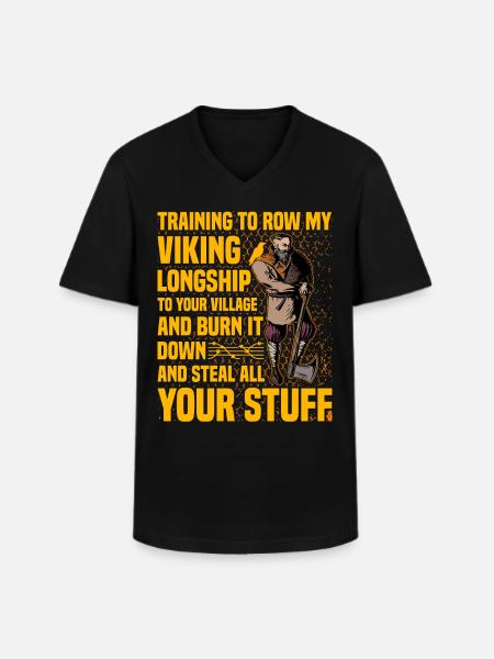 Wikinger-Zitat - Männer-T-Shirt mit V-Ausschnitt - Schwarz