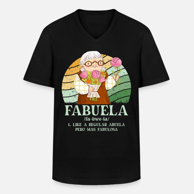 Fabuela - Männer-T-Shirt mit V-Ausschnitt - Schwarz