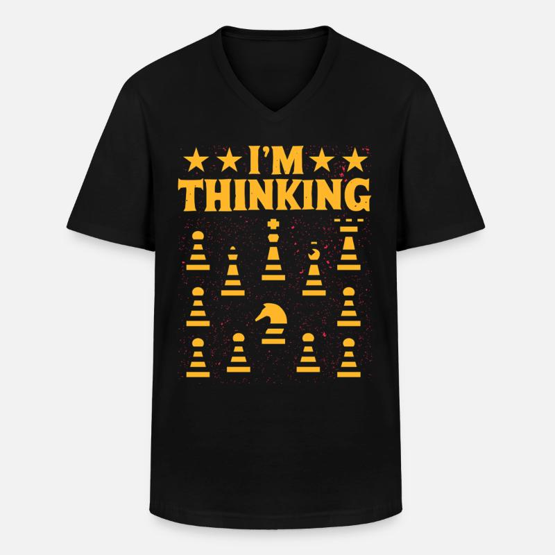 Ich denke, bitte warte Schach - Männer-T-Shirt mit V-Ausschnitt - Schwarz