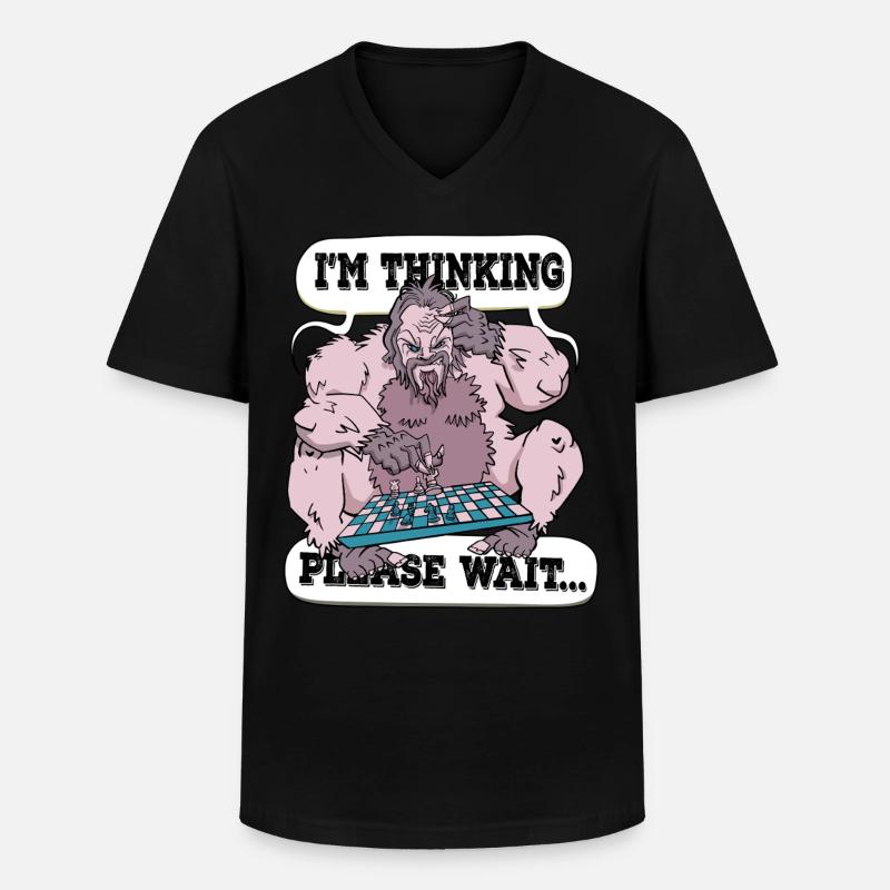 I'm thinking please wait Chess - Men's V-Neck T-Shirt - black