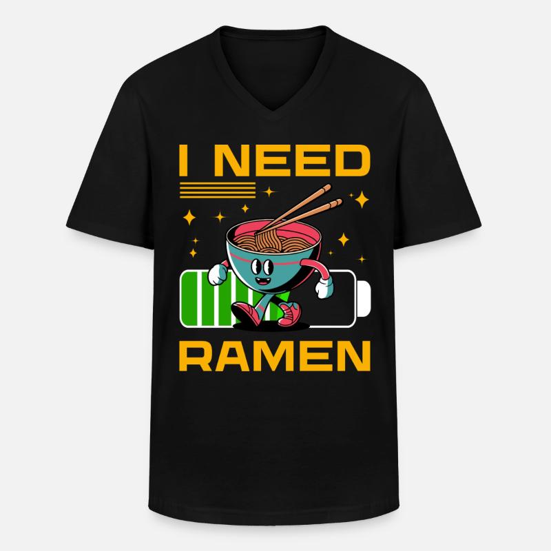 Ich brauche Ramen - Männer-T-Shirt mit V-Ausschnitt - Schwarz