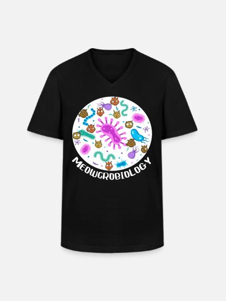 Meowcrobiology - Men's V-Neck T-Shirt - black
