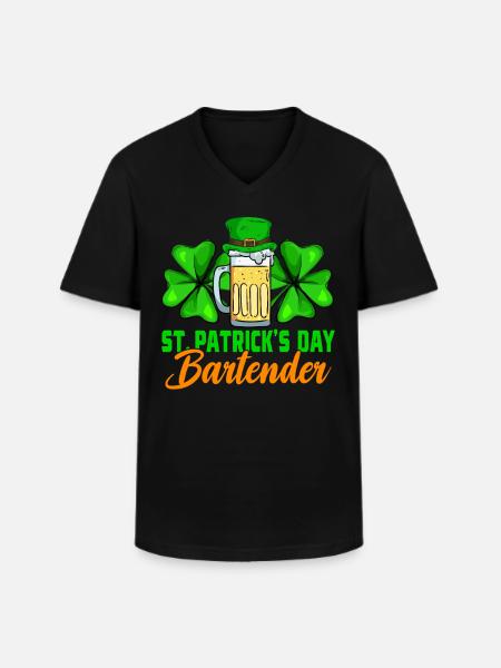 Barman de la Saint-Patrick - T-shirt col V Homme - noir