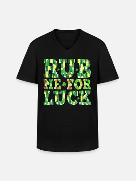 Frotte-moi pour la chance - T-shirt col V Homme - noir