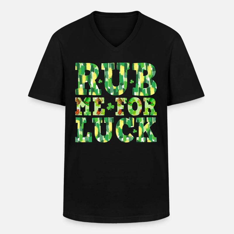 Reib mich für das Glück - Männer-T-Shirt mit V-Ausschnitt - Schwarz