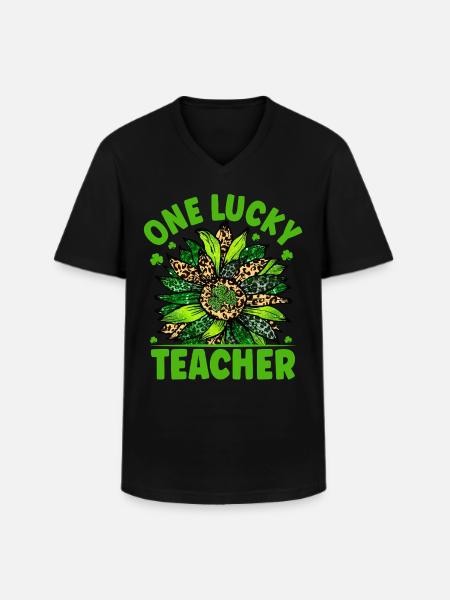 One Lucky Teacher - Men's V-Neck T-Shirt - black