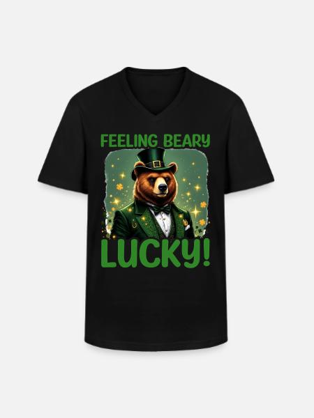 Feeling Beary Lucky - Men's V-Neck T-Shirt - black
