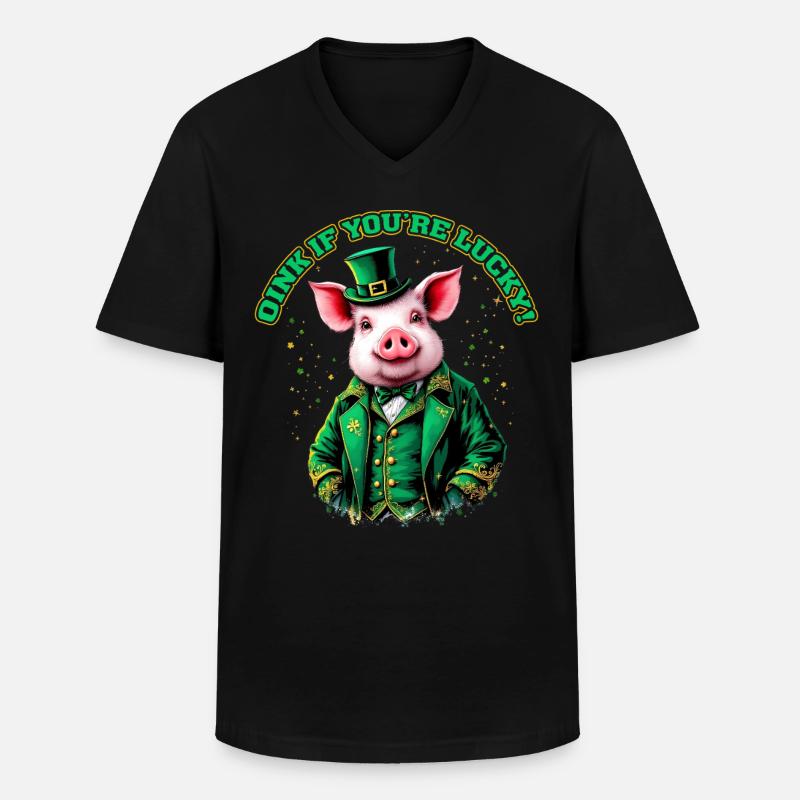 Oink, du hast Glück - Männer-T-Shirt mit V-Ausschnitt - Schwarz