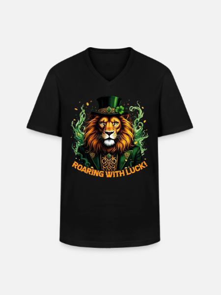 Roaring with Luck - Men's V-Neck T-Shirt - black
