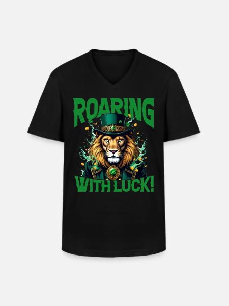 Roaring with Luck - Men's V-Neck T-Shirt - black