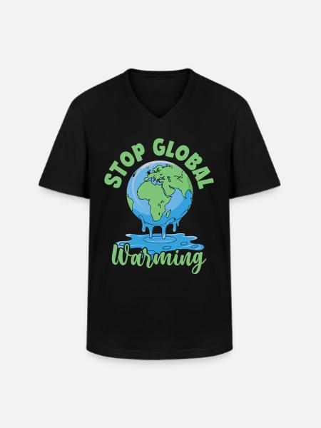 Stop Global Warming - Men's V-Neck T-Shirt - black