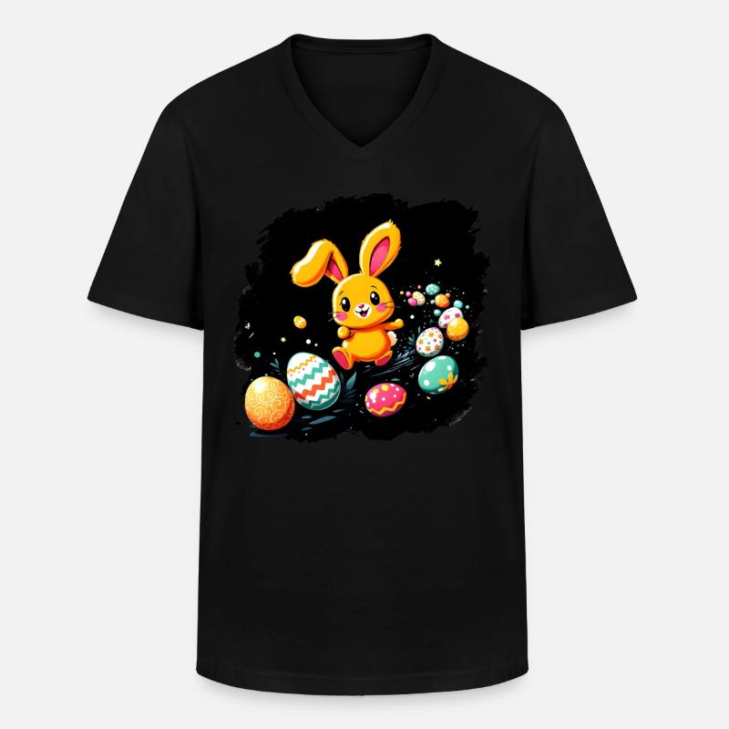 Osterhase - Männer-T-Shirt mit V-Ausschnitt - Schwarz