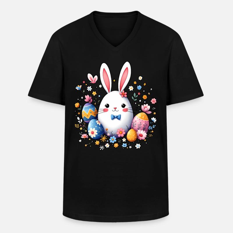 Osterhase - Männer-T-Shirt mit V-Ausschnitt - Schwarz