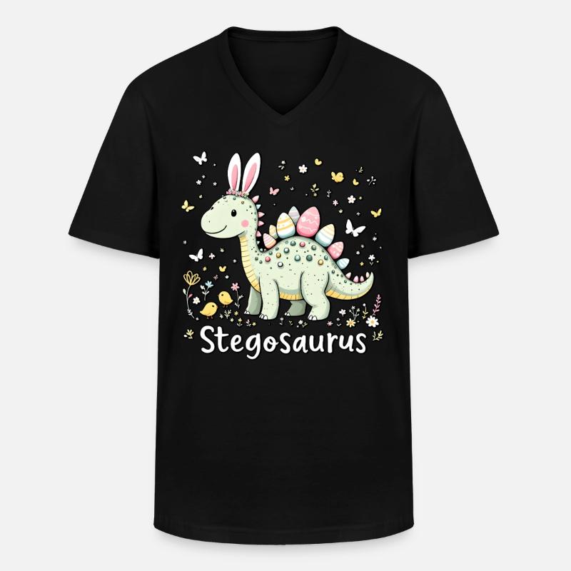 Stegosaurus - Men's V-Neck T-Shirt - black