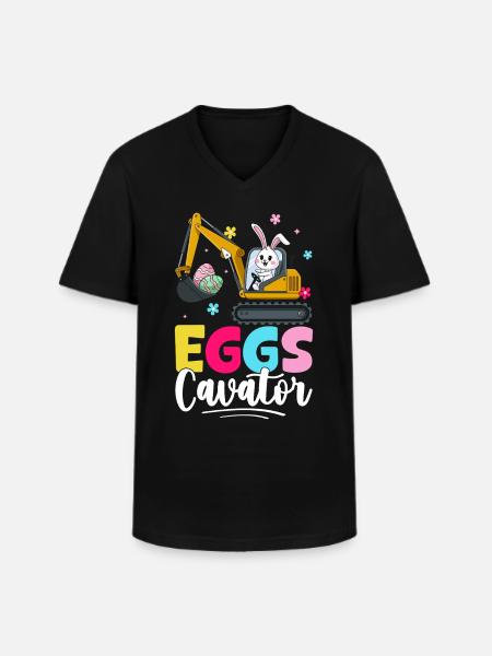 Eggs Cavator - Men's V-Neck T-Shirt - black