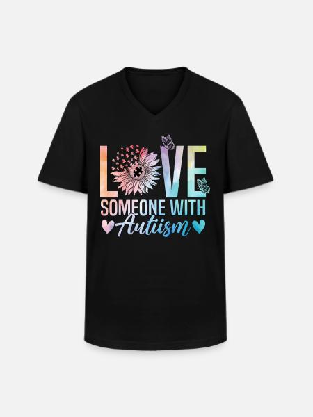 Love someone with autism - Men's V-Neck T-Shirt - black