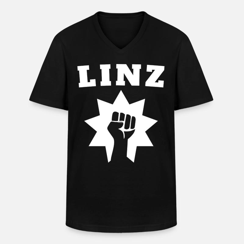 Linz - Männer-T-Shirt mit V-Ausschnitt - Schwarz