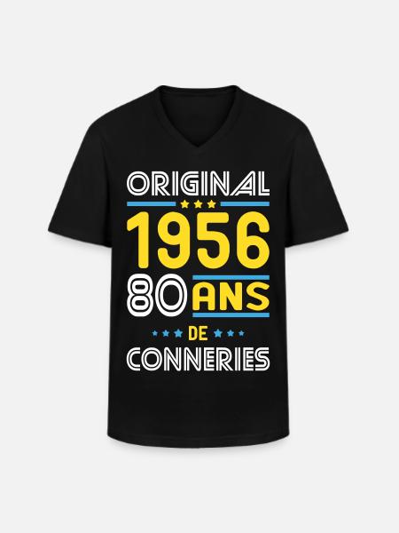 Original – 1956 – 70 years of - Men's V-Neck T-Shirt - black