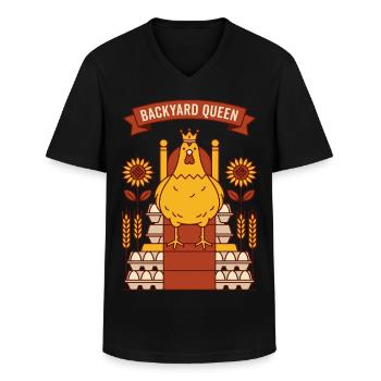 Backyard Queen Chicken - Men's V-Neck T-Shirt - black - Front - AI Model Male 178 dark (178cm)