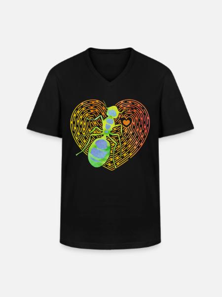 fourmi - T-shirt col V Homme - noir