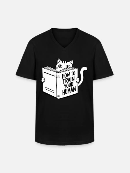 Sjov kat - Klassisk herre T-shirt med V-udskæring - sort