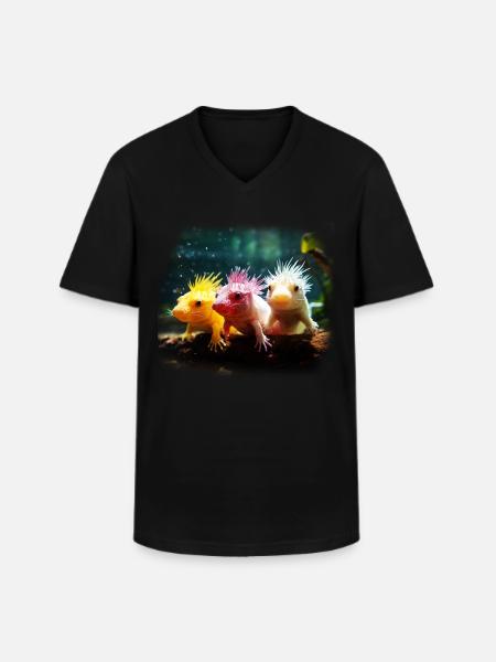 Axolotl - Männer-T-Shirt mit V-Ausschnitt - Schwarz
