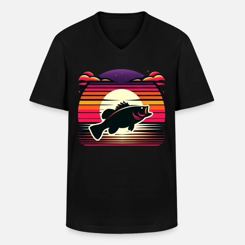 Barsch-Fisch - Männer-T-Shirt mit V-Ausschnitt - Schwarz