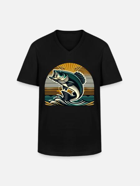 Bass Fish - Men's V-Neck T-Shirt - black