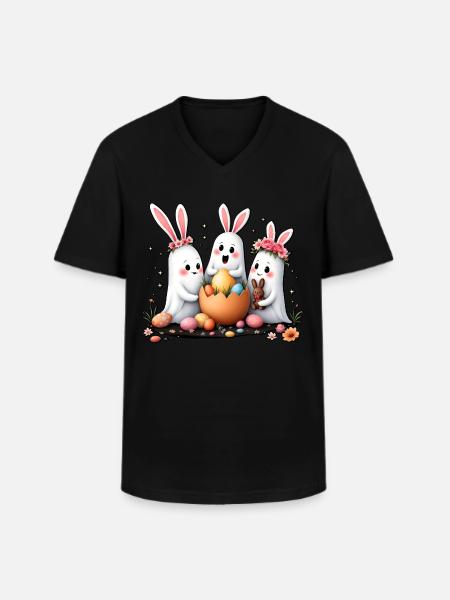Bunny Ghosts - Men's V-Neck T-Shirt - black
