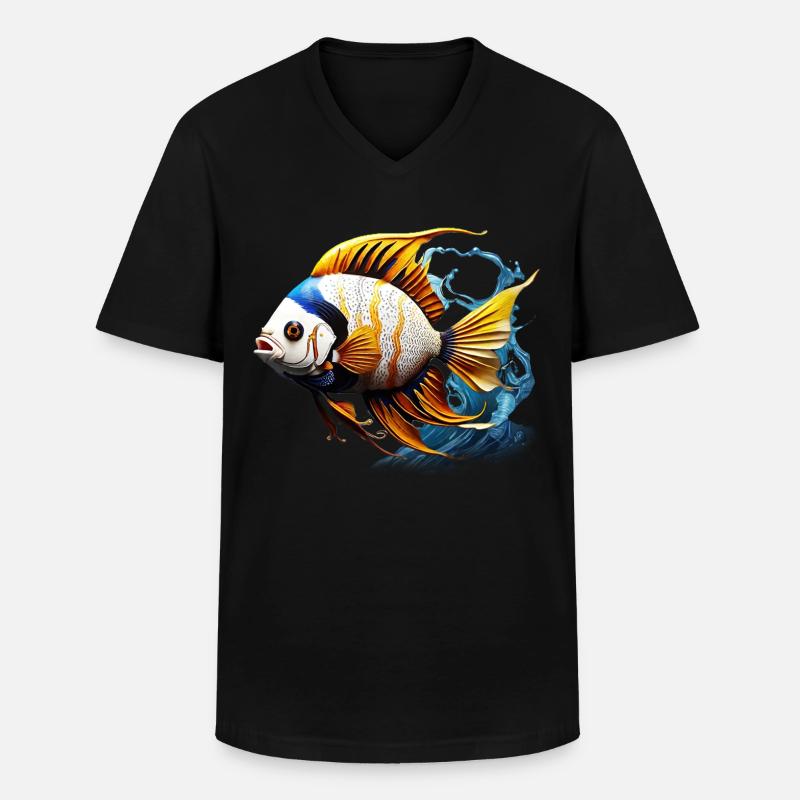 Skalar - Männer-T-Shirt mit V-Ausschnitt - Schwarz