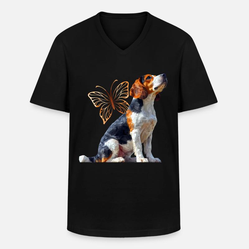 Foxhound - Männer-T-Shirt mit V-Ausschnitt - Schwarz