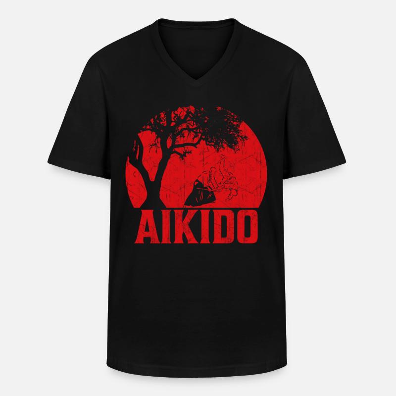 Aikido - Klassisk herre T-shirt med V-udskæring - sort