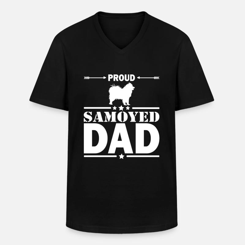 Samoyed proud dad - Männer-T-Shirt mit V-Ausschnitt - Schwarz