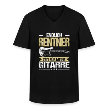 Gitarre Endlich Rente Rentner Zeit Spruch Lustig - Männer-T-Shirt mit V-Ausschnitt - Schwarz - Vorne - AI Model Male 178 dark (178cm)