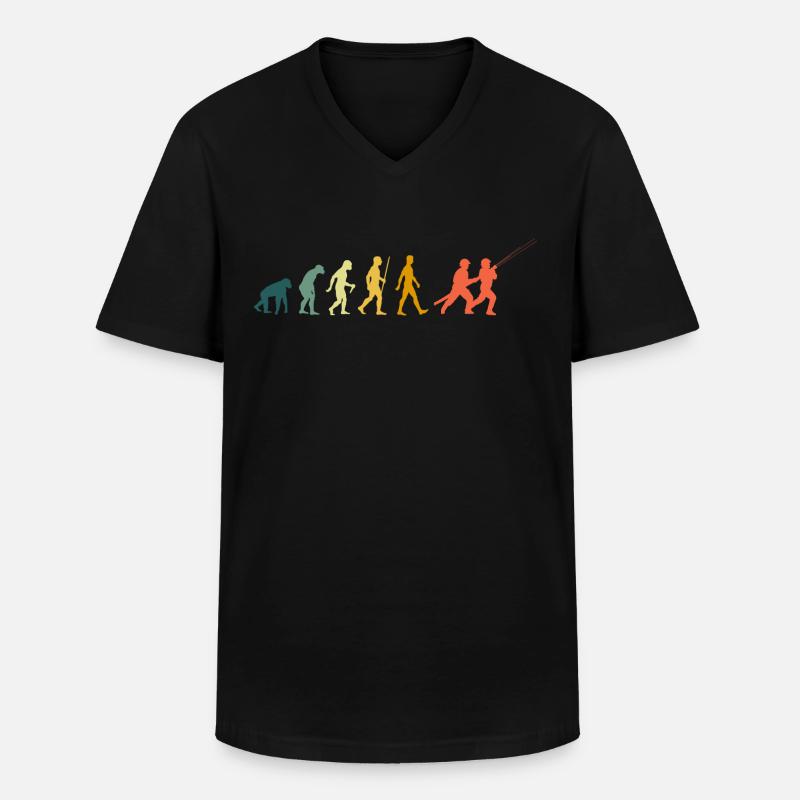 Firefighter Evolution Retro Firefighter - Men's V-Neck T-Shirt - black