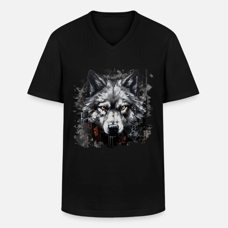 Einzelgänger. Urbaner Jäger im Graffiti-Stil. - Männer-T-Shirt mit V-Ausschnitt - Schwarz