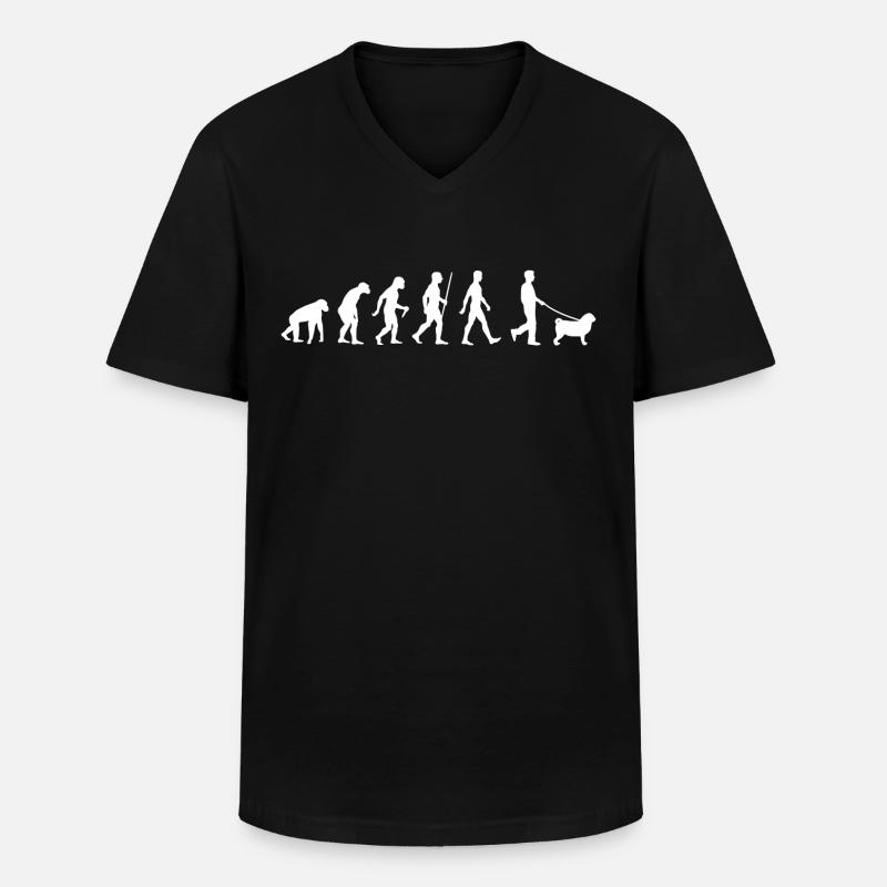Mops Evolution Pug - Men's V-Neck T-Shirt - black