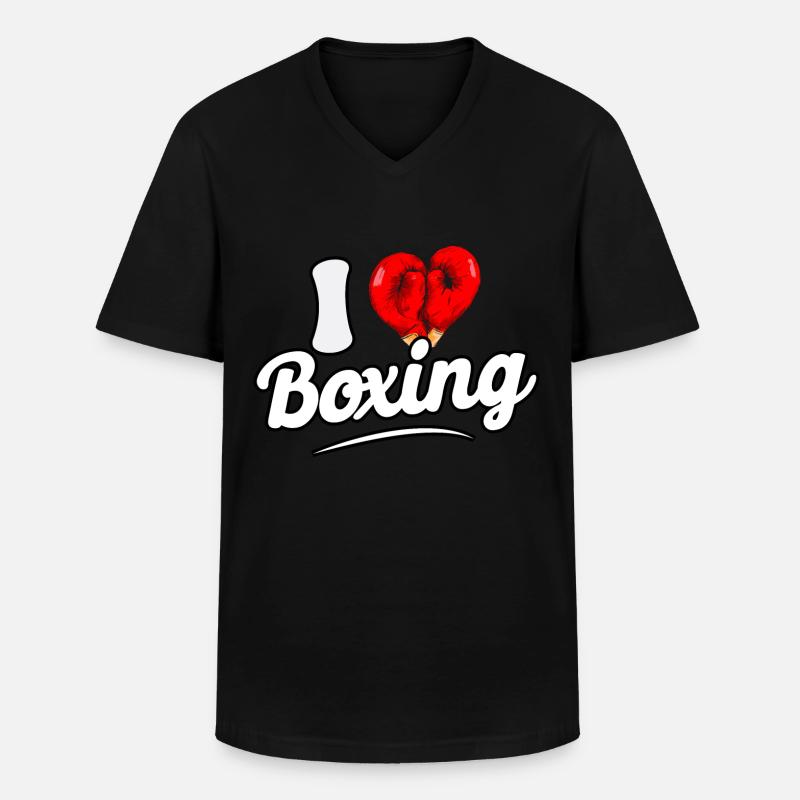 J’aime la boxe - T-shirt col V Homme - noir