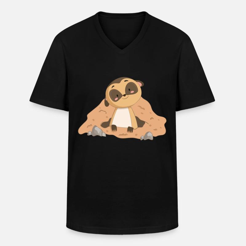 Erdmännchen Mangust - Männer-T-Shirt mit V-Ausschnitt - Schwarz