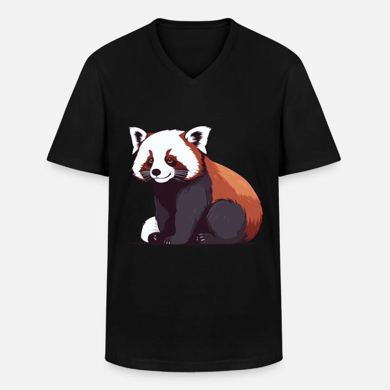 Roter Panda - Männer-T-Shirt mit V-Ausschnitt - Schwarz