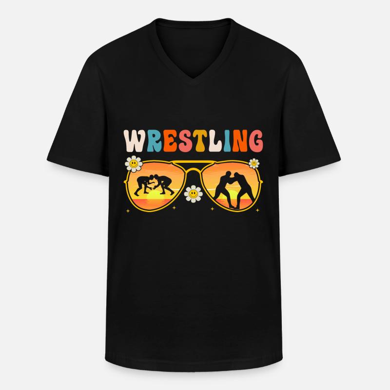 Ringen - Männer-T-Shirt mit V-Ausschnitt - Schwarz