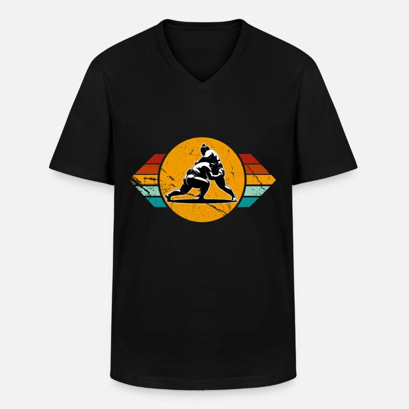 Sumo - Männer-T-Shirt mit V-Ausschnitt - Schwarz