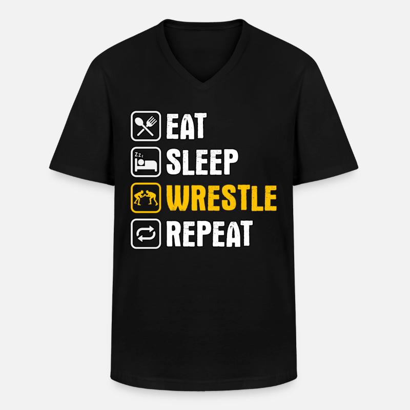 Manger Dormir Lutter Répéter - T-shirt col V Homme - noir